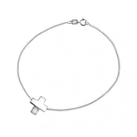 Bracelet Croix Véritable Diamant 0,05 Carats