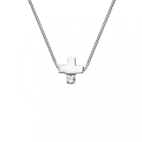 Collier Croix Véritable Diamant 0,05 Carats