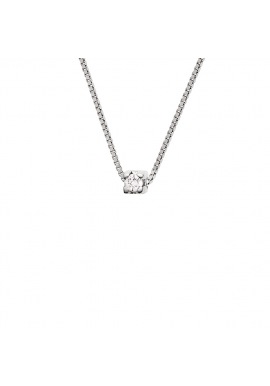 Collier Véritable Diamant 0,03 Carats Serti 4 Griffe