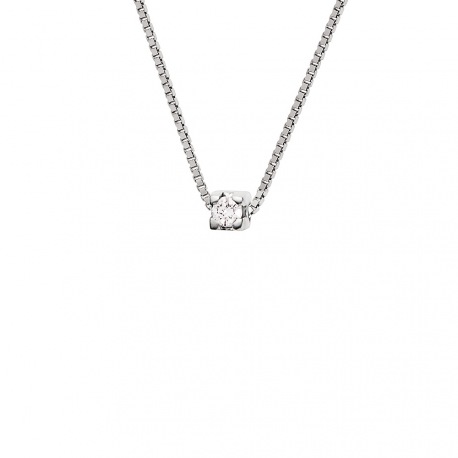 Collier Véritable Diamant 0,03 Carats Serti 4 Griffe