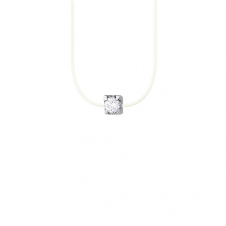 Collier Véritable Diamant 0,05 Carats Serti 4 Griffe