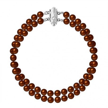 Bracelet Double Rang de   - Fermoir Cylindrique Argent Massif