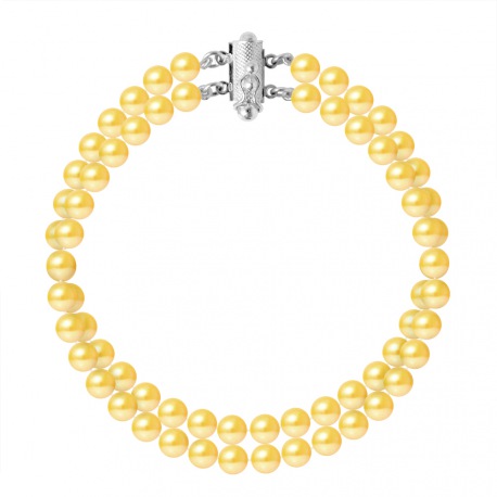 Bracelet Double Rang de   - Fermoir Cylindrique Argent Massif