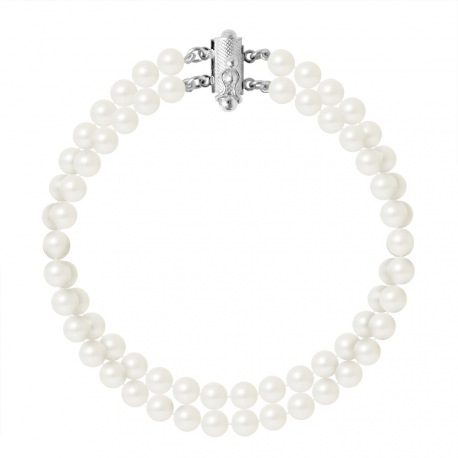 Bracelet Double Rang de   - Fermoir Cylindrique Argent Massif
