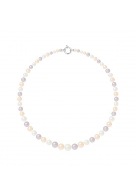 Collier Rang Chute - Fermoir Anneau Marin Or Blanc