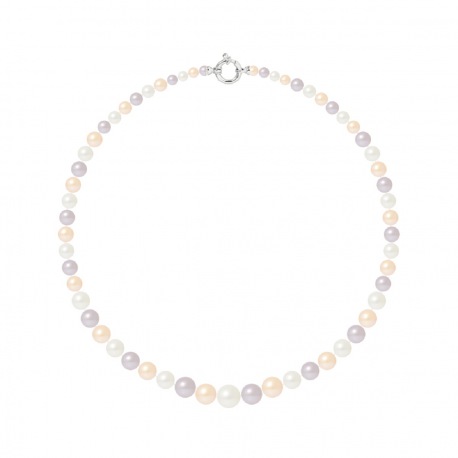 Collier Rang Chute - Fermoir Anneau Marin Or Blanc