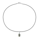 Collier Lien d'Amour NOIR  Pendentif Argent Massif Perle de Culture de Tahiti