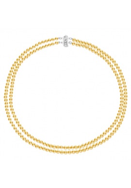 Collier Double Rang de   - Fermoir Cylindrique en Argent Massif