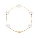Bracelet Chaine Singapour en Or Jaune & Perle