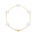 Bracelet Chaine Singapour en Or Jaune & Perle