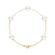 Bracelet Chaine Singapour en Or Jaune & Perle