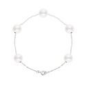 Bracelet Chaine Singapour en Or Blanc & Perle