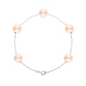 Bracelet Chaine Singapour en Or Blanc & Perle