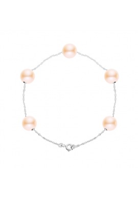 Bracelet Chaine Singapour en Or Blanc & Perle