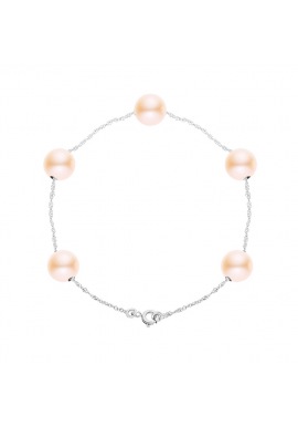 Bracelet Chaine Singapour en Or Blanc & Perle