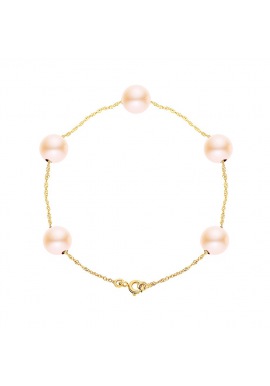 Bracelet Chaine Singapour en Or Jaune & Perle